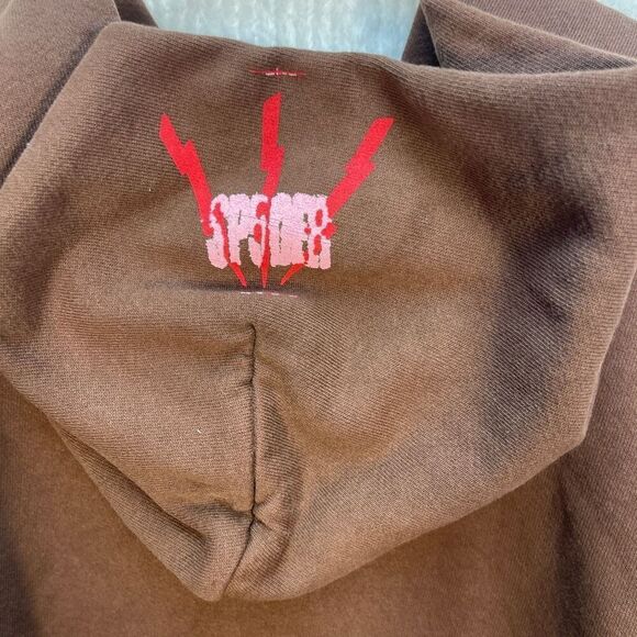 Sp5der Brown Pink Angel Number 555 Young Thug Pullover Hoodie Size Large - Picture 5 of 7